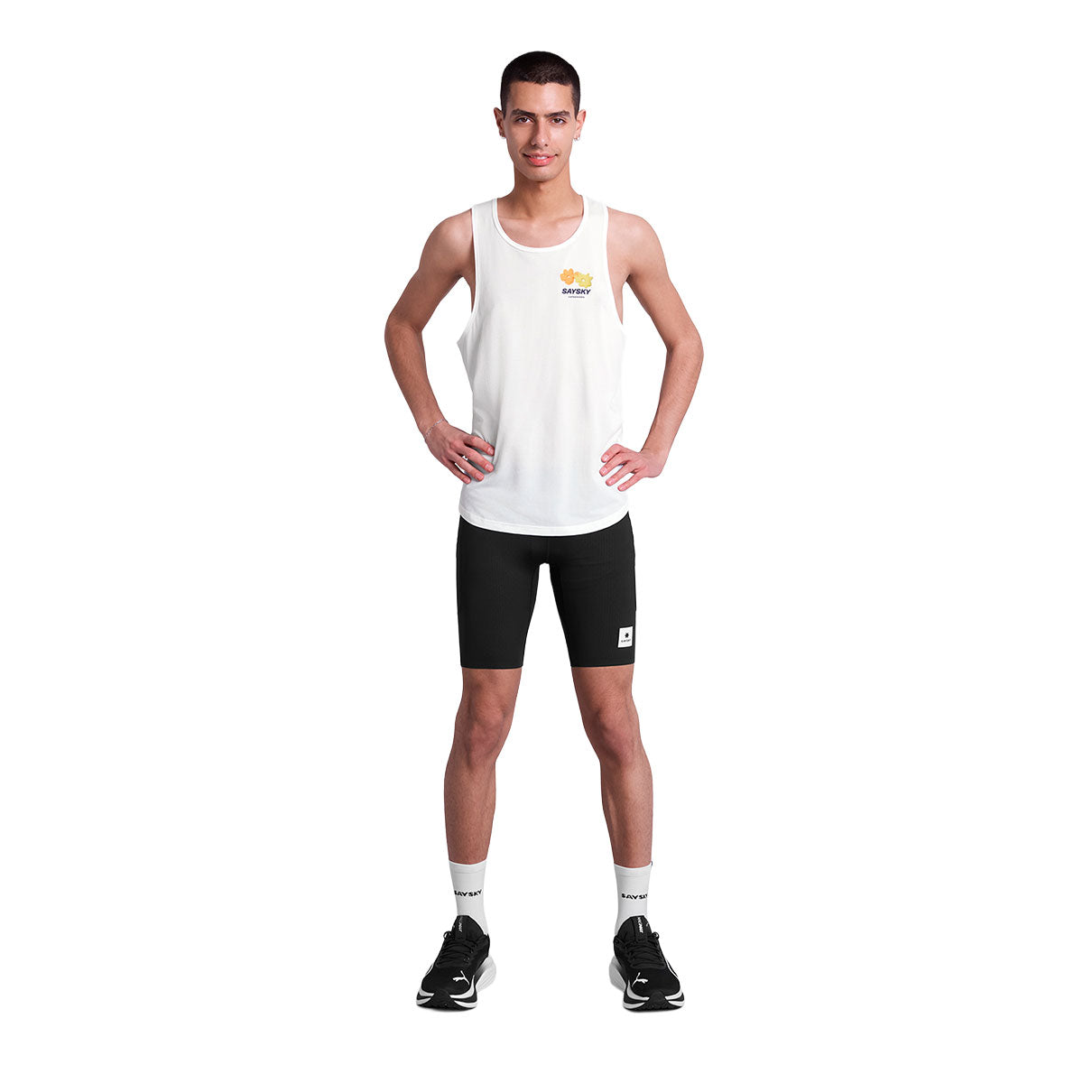 Saysky Flower Combat Singlet i hvid med logo foran
