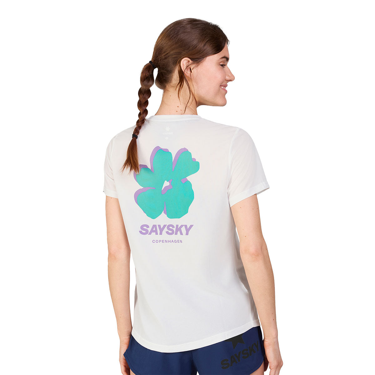 Saysky Flower Combat T-shirt Dame med blomsterdesign på ryggen