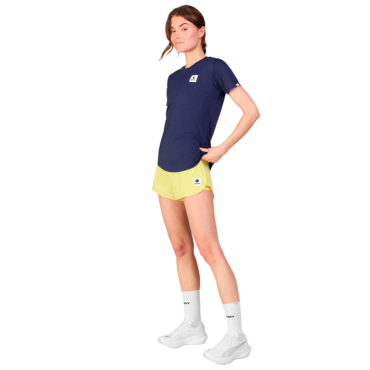 Saysky Flower Pace Shorts 3" dame i gul farve