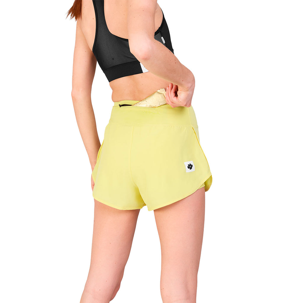 Saysky Flower Pace Shorts 3" dame i gul farve