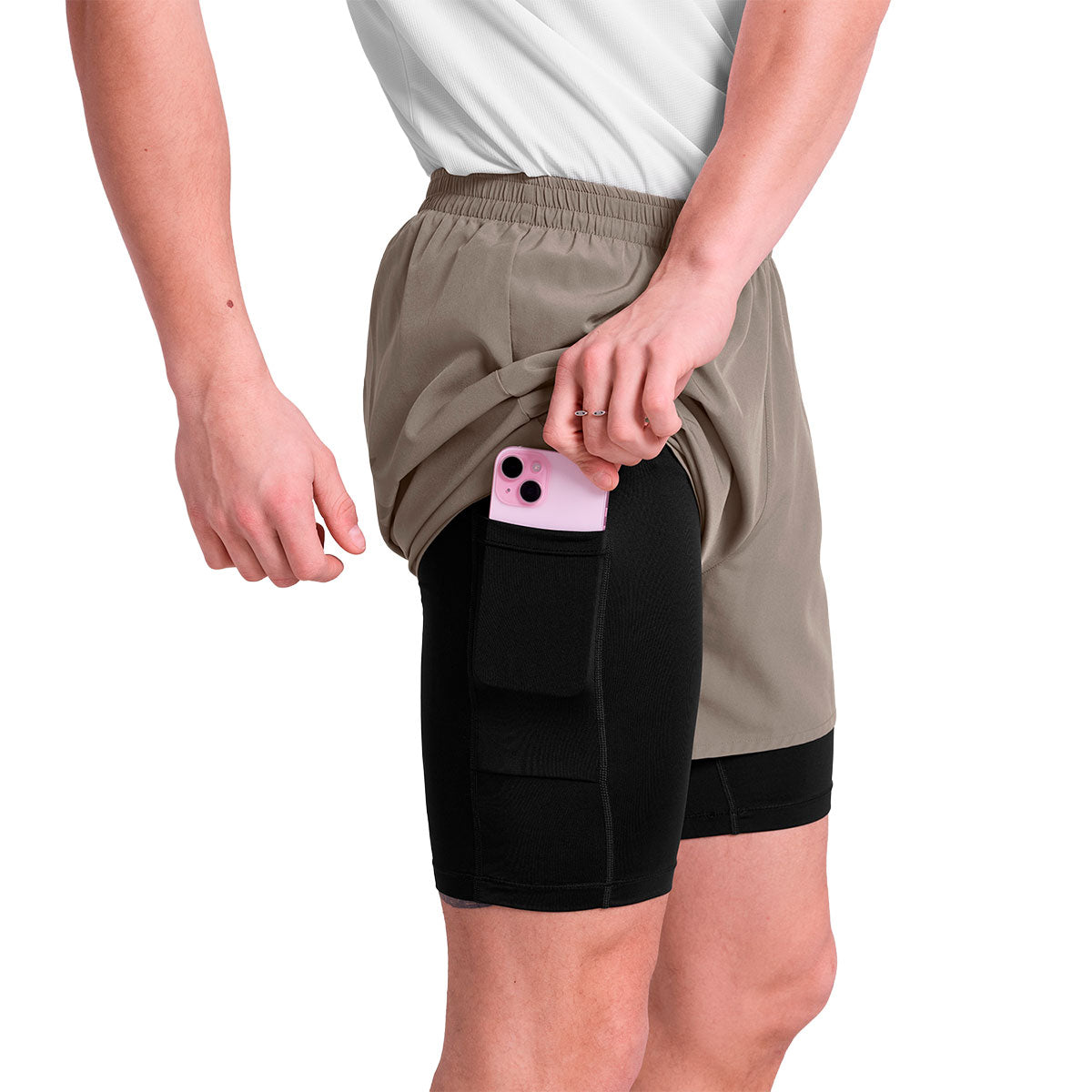 Saysky Pace 2 i 1 shorts med lomme til telefon