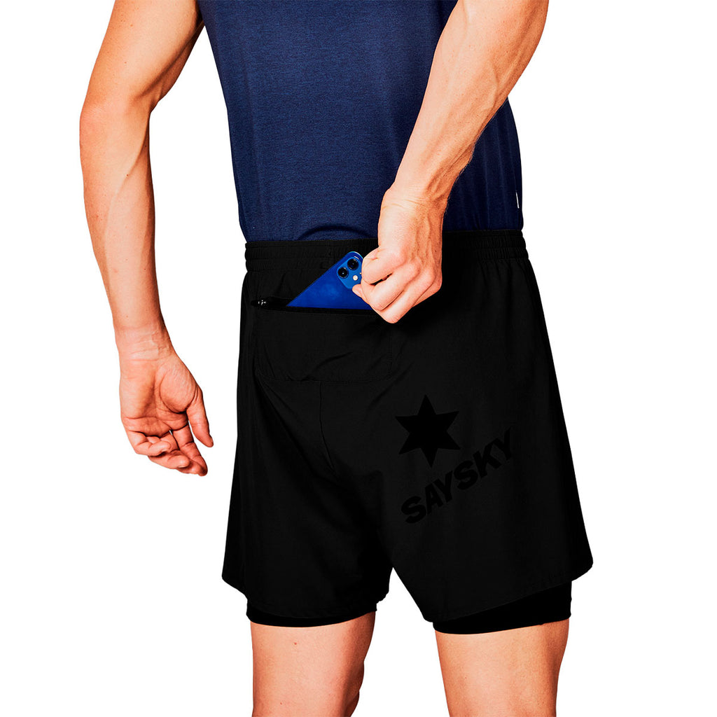 Saysky Pace 2 i 1 shorts 5'' med lomme til telefon