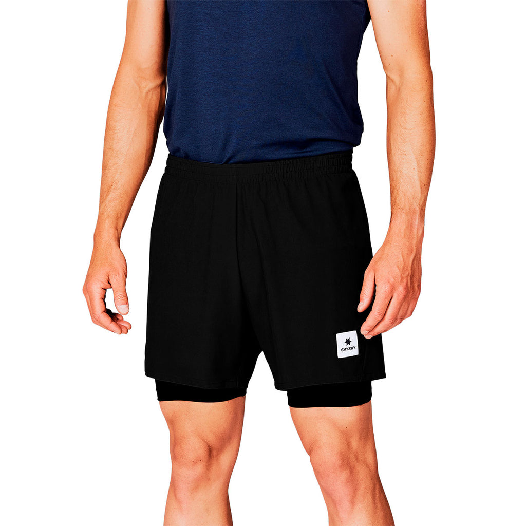 Saysky Pace 2 i 1 shorts 5'' i sort med elastisk talje