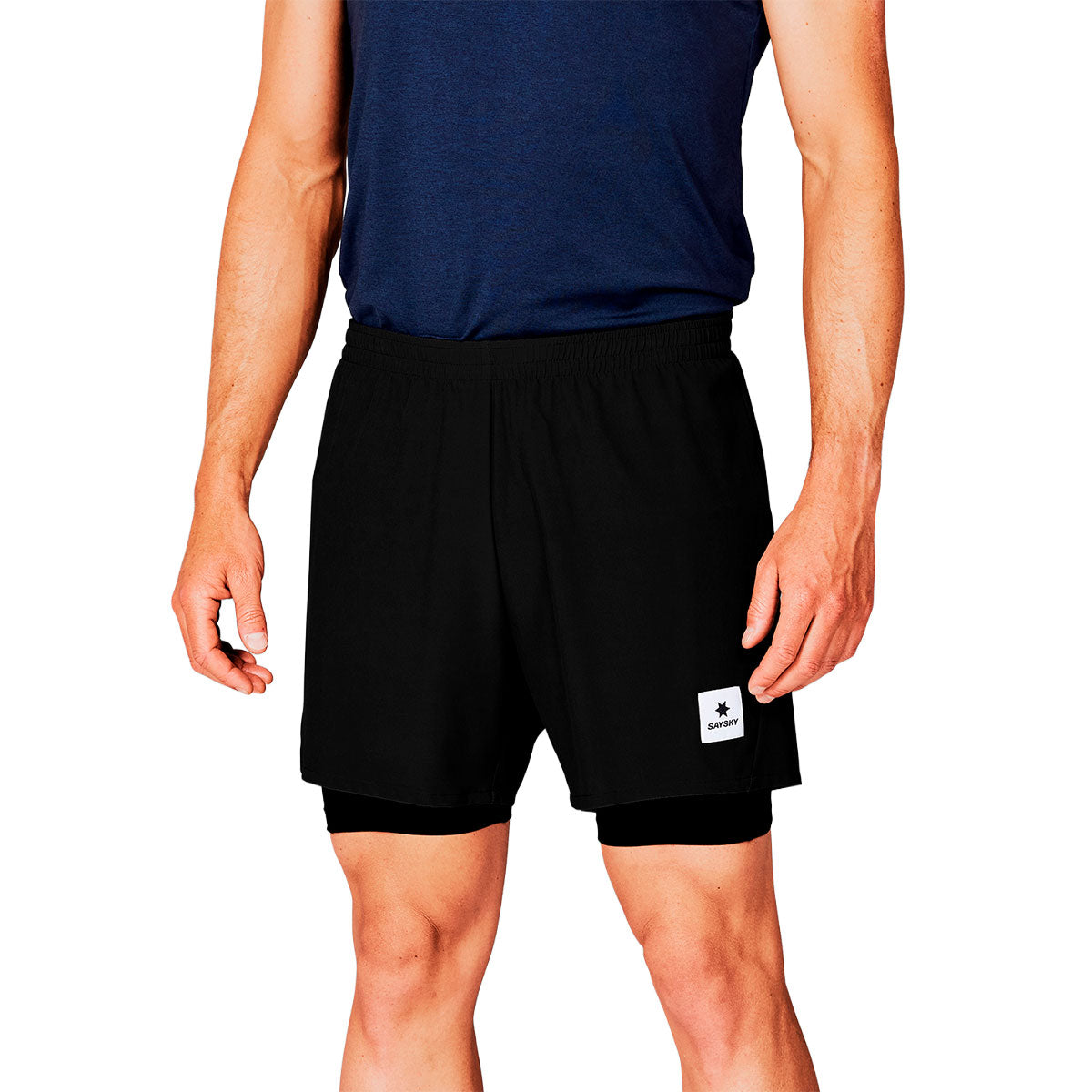 Saysky Pace 2 i 1 shorts 5'' i sort med elastisk talje