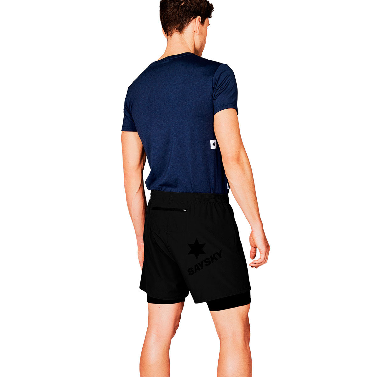 Saysky Pace 2 i 1 shorts 5'' i sort med logo