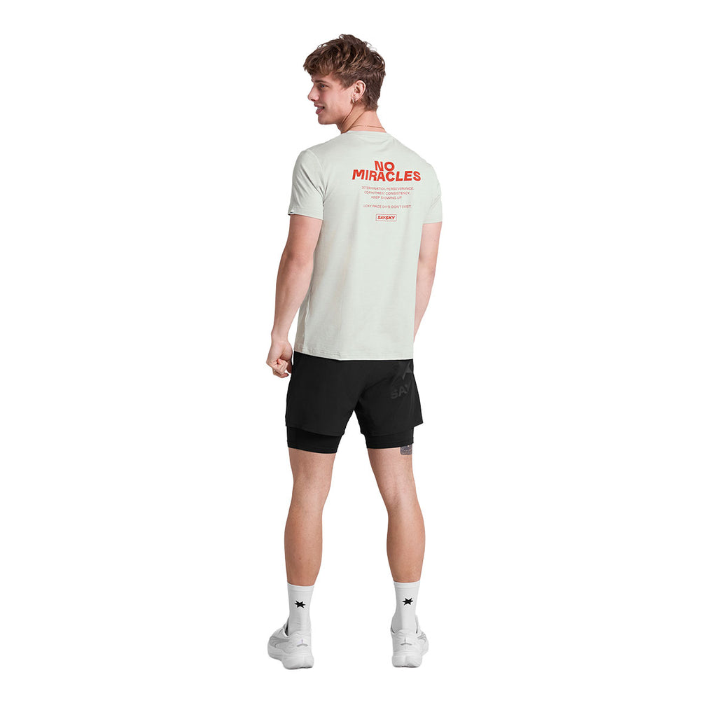 Saysky Statement Pace T-shirt i lys grøn med tekst bagpå