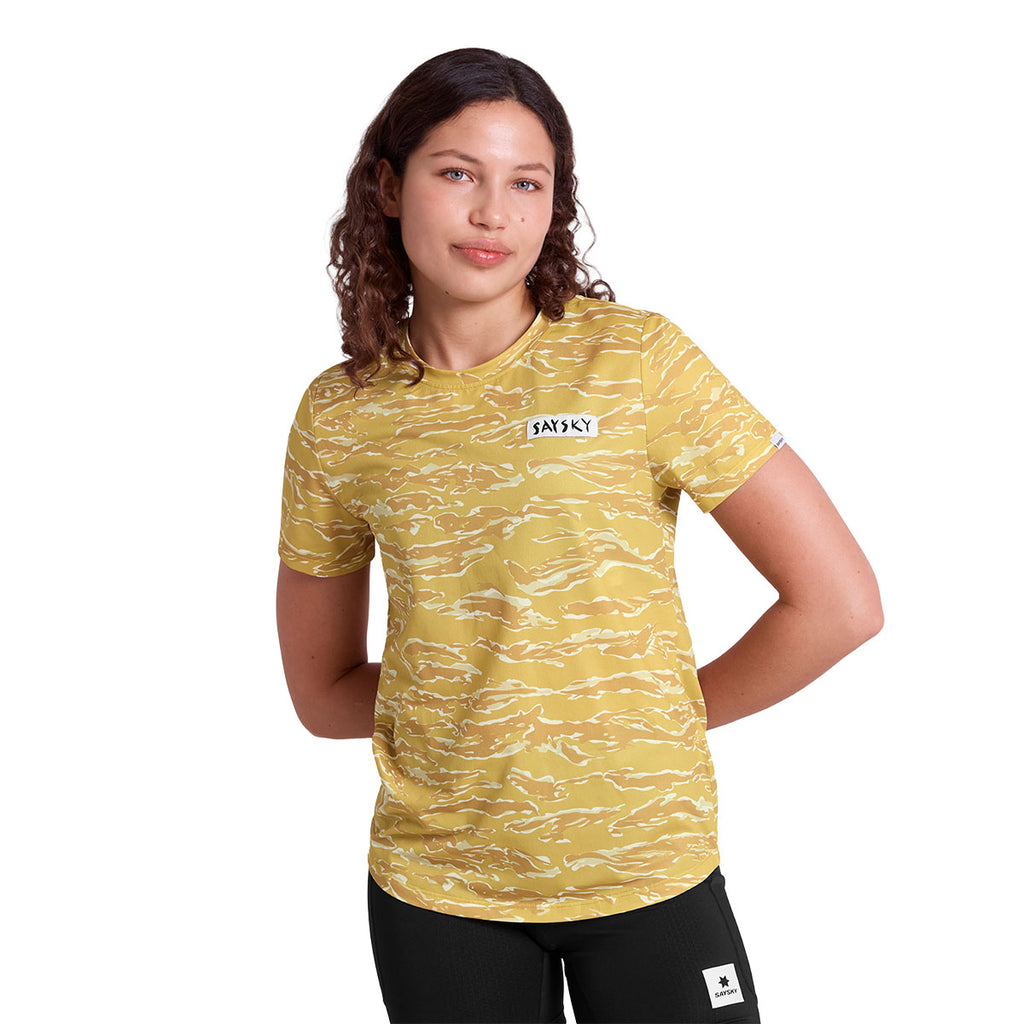 Saysky Tiger Combat T-shirt til damer i gul camouflage mønster