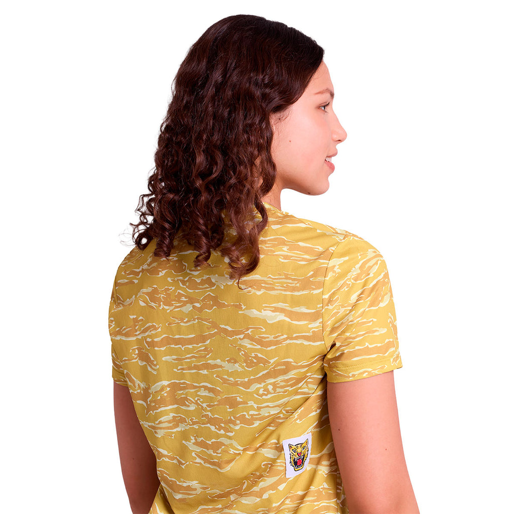 Saysky Tiger Combat T-shirt til damer med tigerprint i gul