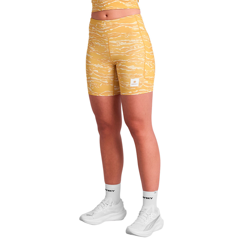 Saysky Tiger Combat+ kort tights 7" dame i gul med mønster
