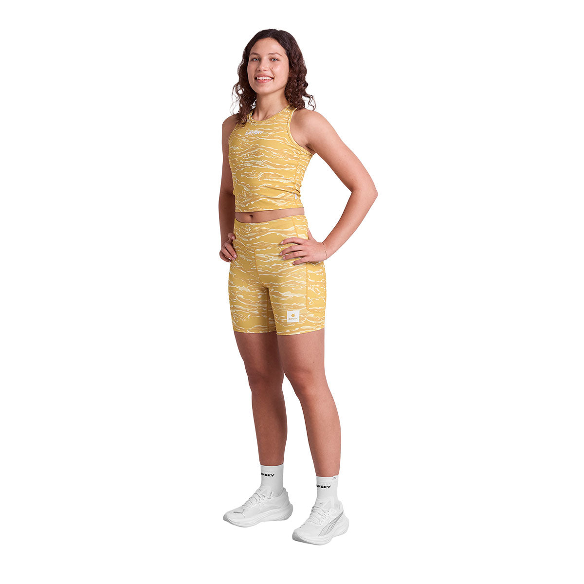 Saysky Tiger Combat+ kort tights 7" til damer i gul mønster