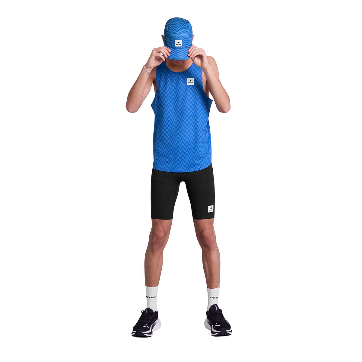 Saysky Zig Zag Combat Singlet i blå med logo på brystet