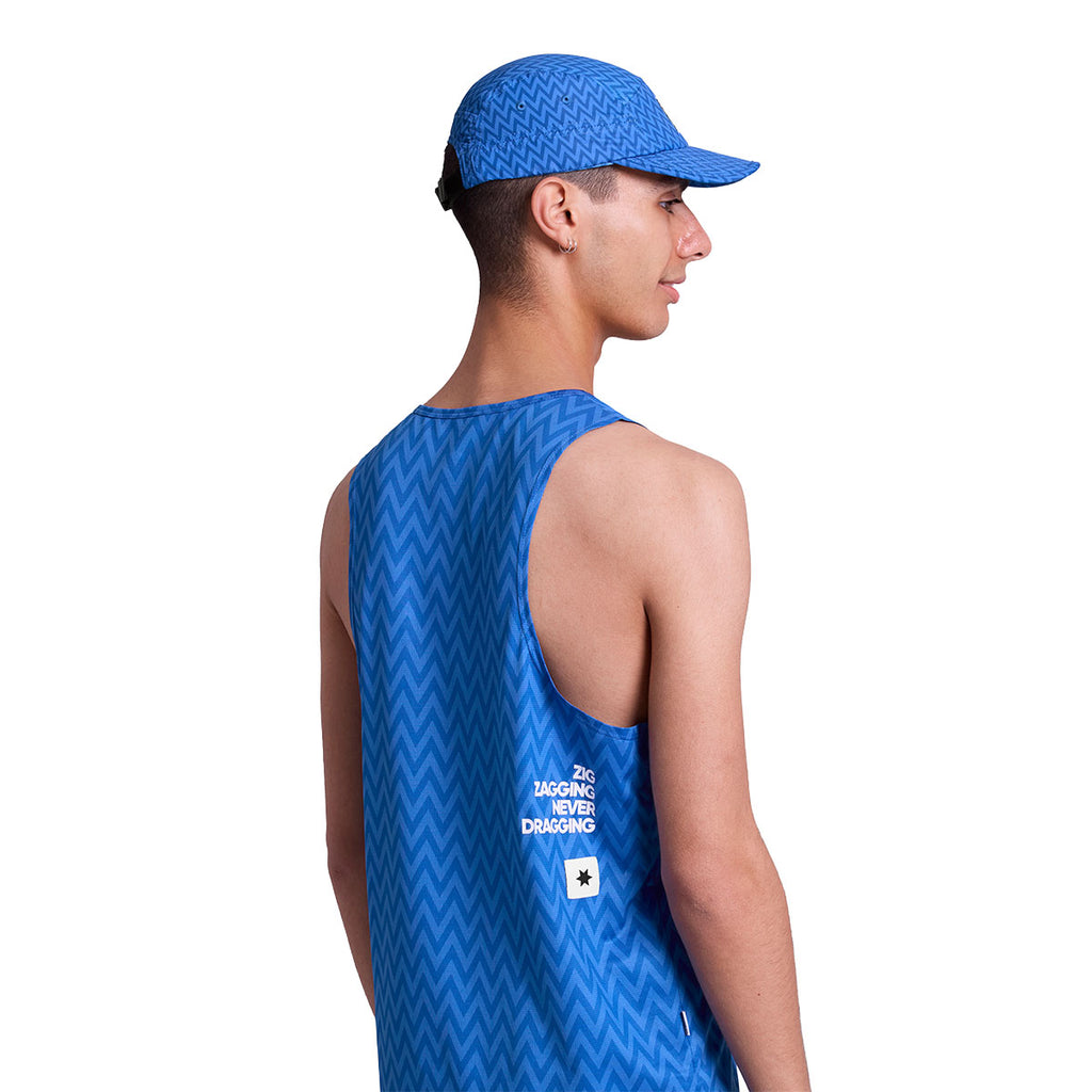 Saysky Zig Zag Combat Singlet i blå med zigzag mønster