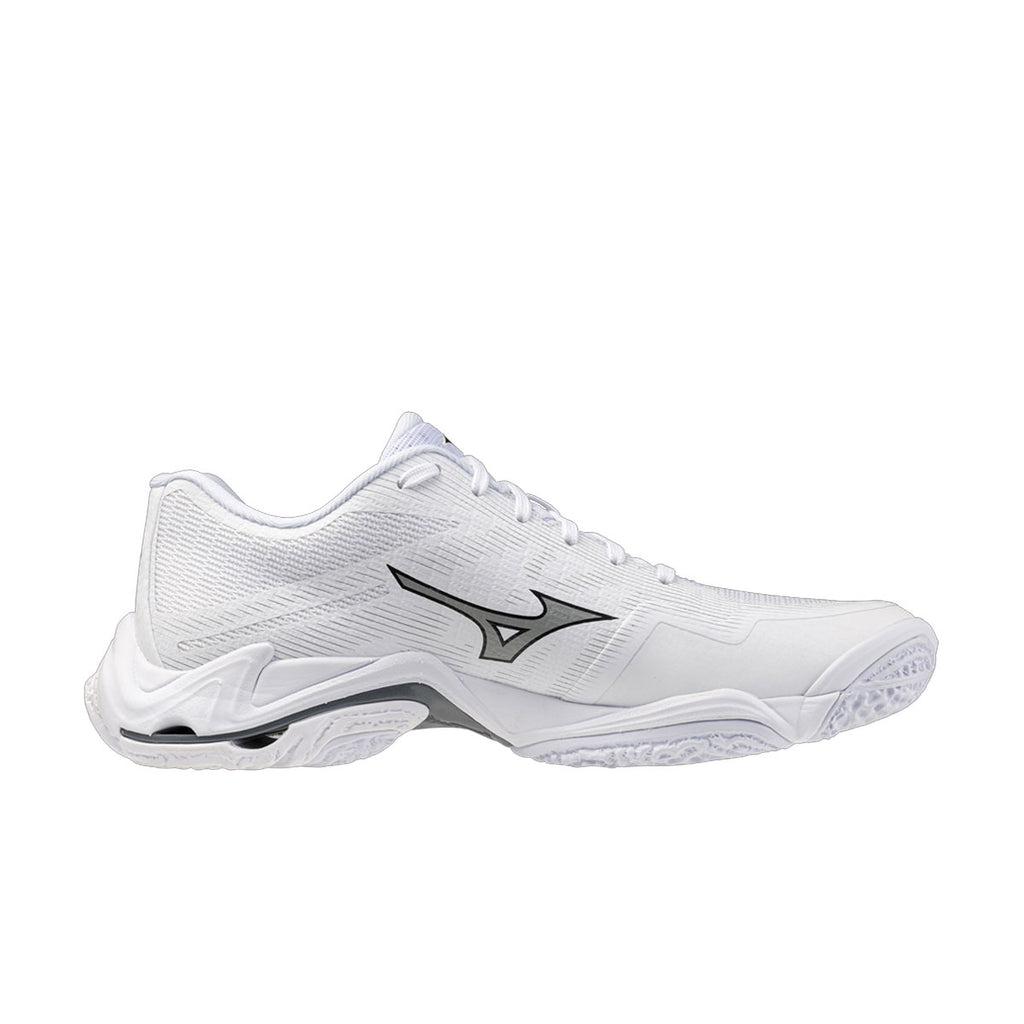 Mizuno Wave Lightning Elite indendørssko i hvid med sort logo