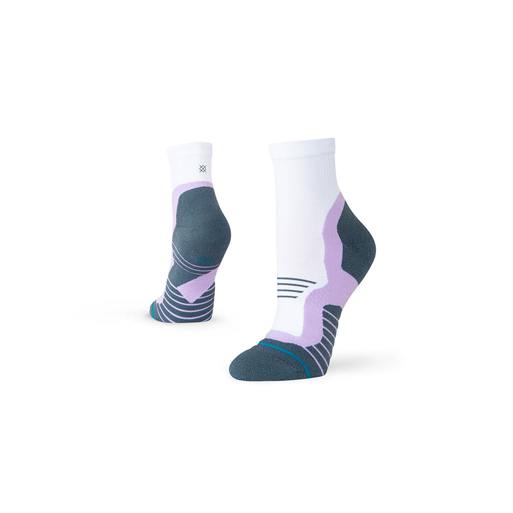 Stance Pace Light quarterstrømper i hvid, lilla og mørkegrå mønster