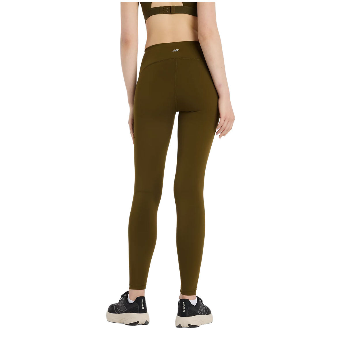 Høj talje leggings i olivengrøn fra New Balance, 27" længde