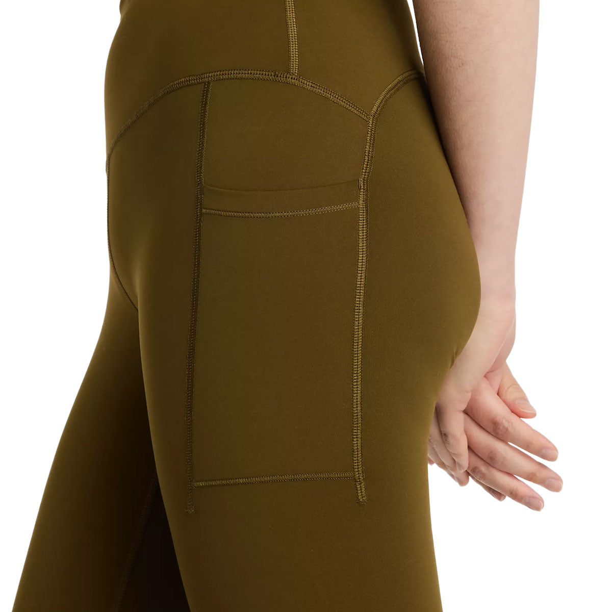 Høj talje leggings med lomme i olivengrøn farve