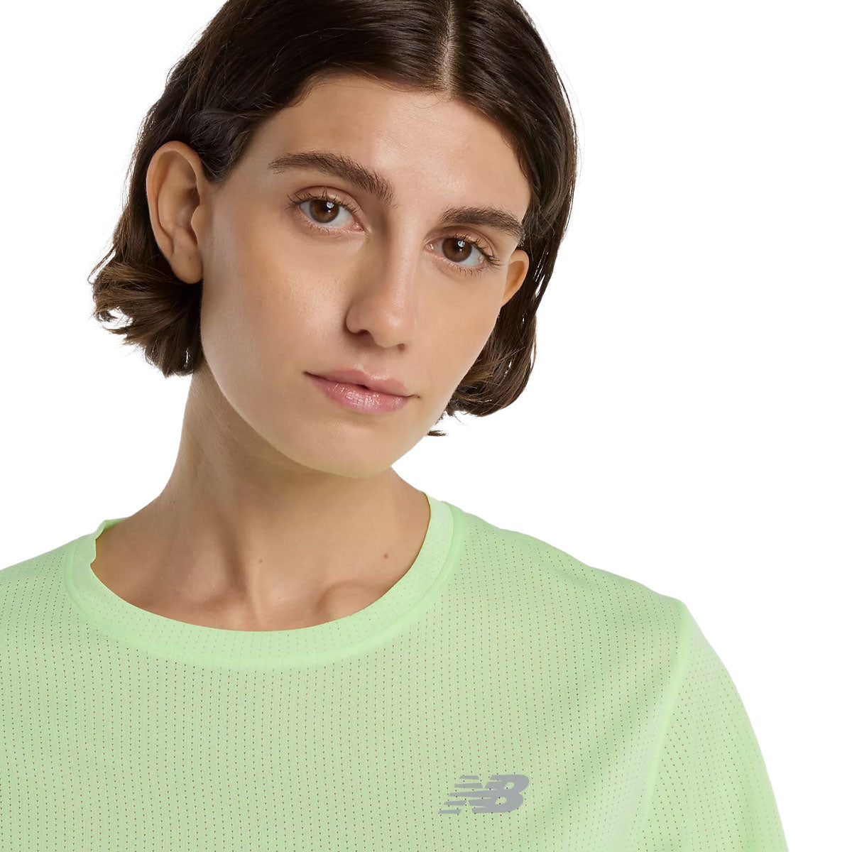 New Balance Athletics tee med lysegrønt logoprint