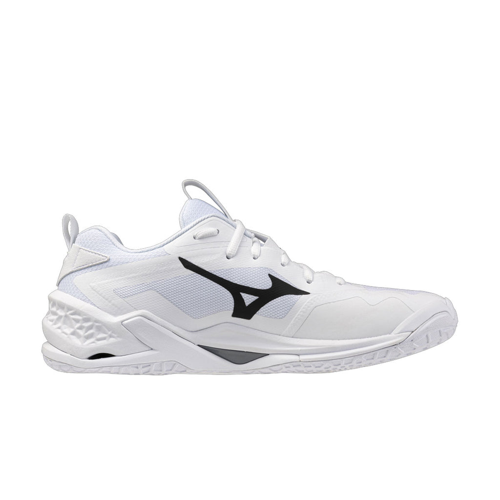 Mizuno Wave Stealth Neo 2.1 indendørssko i hvid med snørebånd