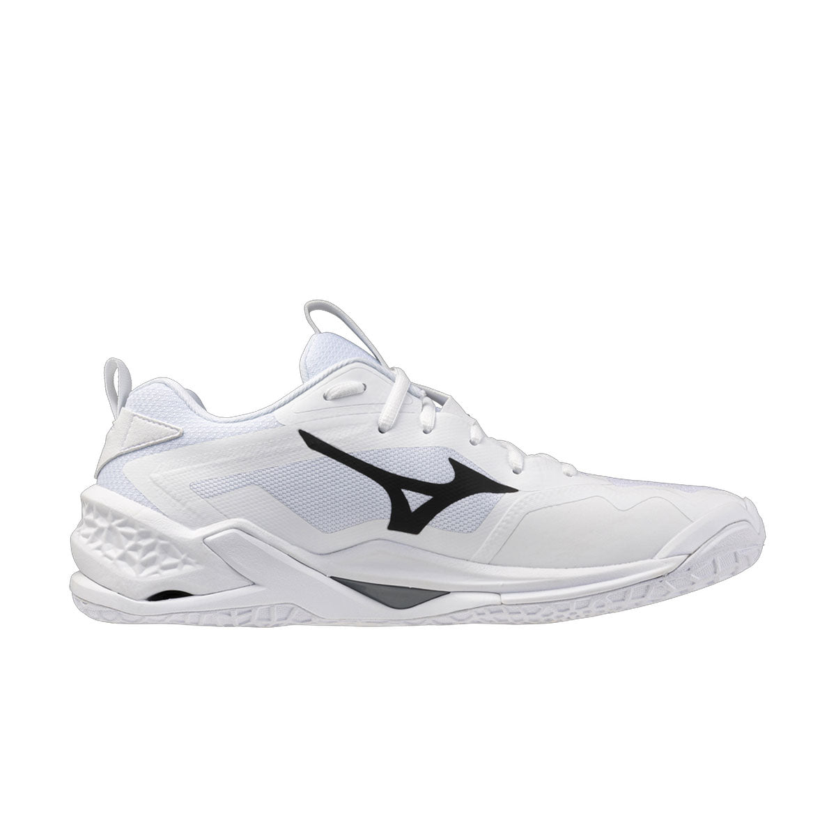 Mizuno Wave Stealth Neo 2.1 indendørssko i hvid med snørebånd