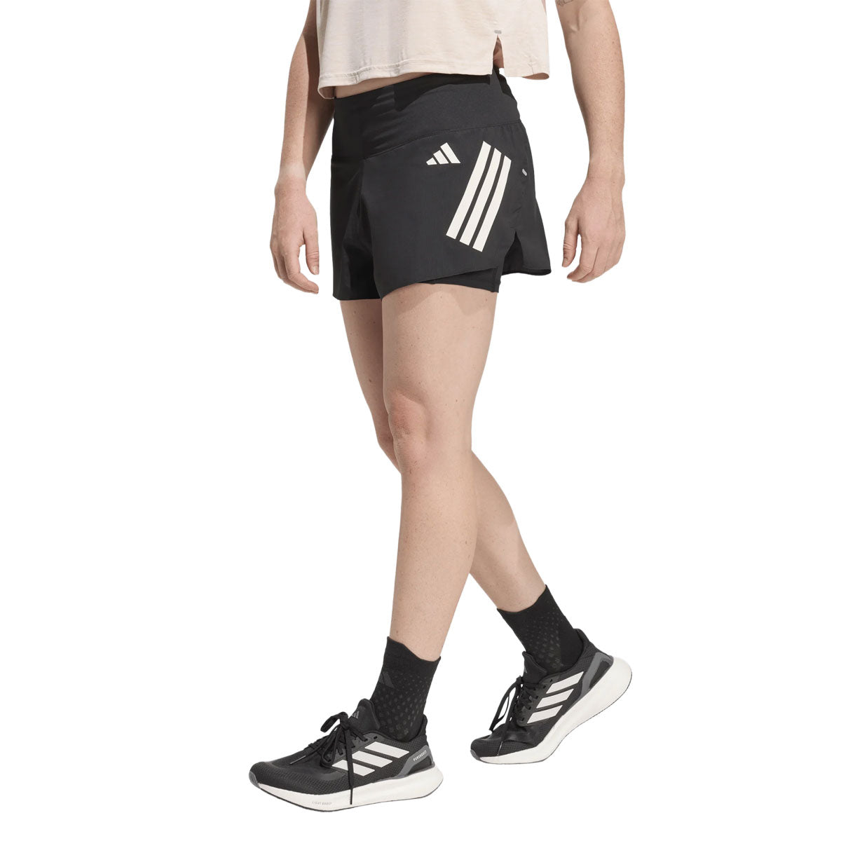 Sort Adidas Adi365 Formotion 2in1 shorts til damer med striber