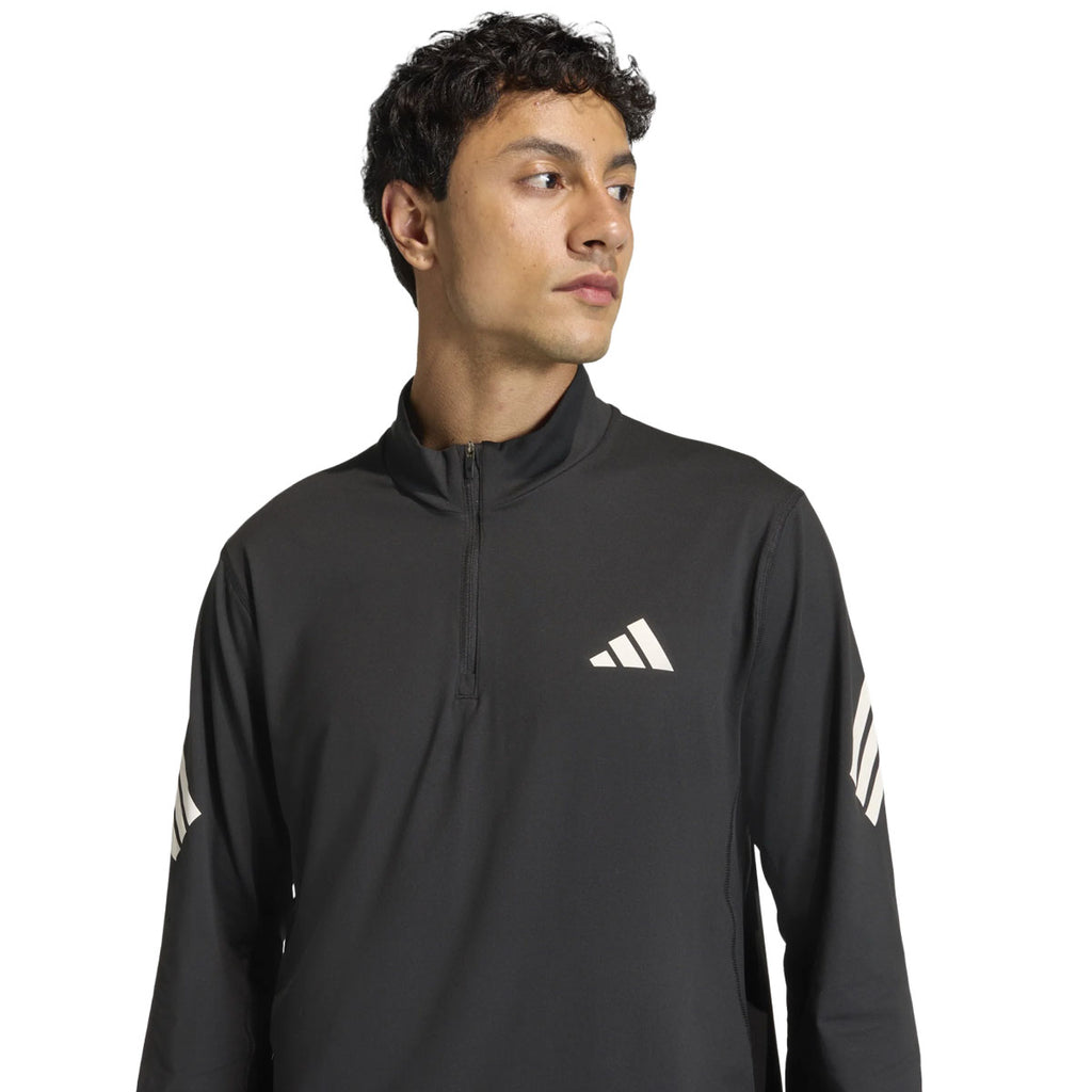 Sort Adidas Adi365 Iconic 1/2 Zip Top til mænd med logo på brystet