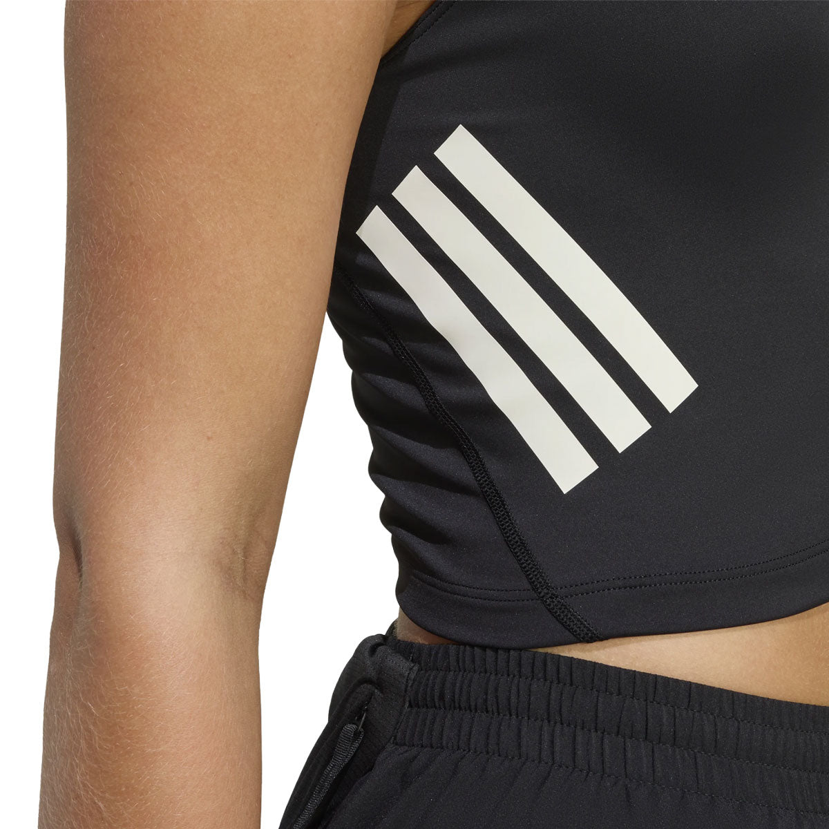 Adidas adi365 Iconic Crop Løbetanktop Dame i sort med hvide striber