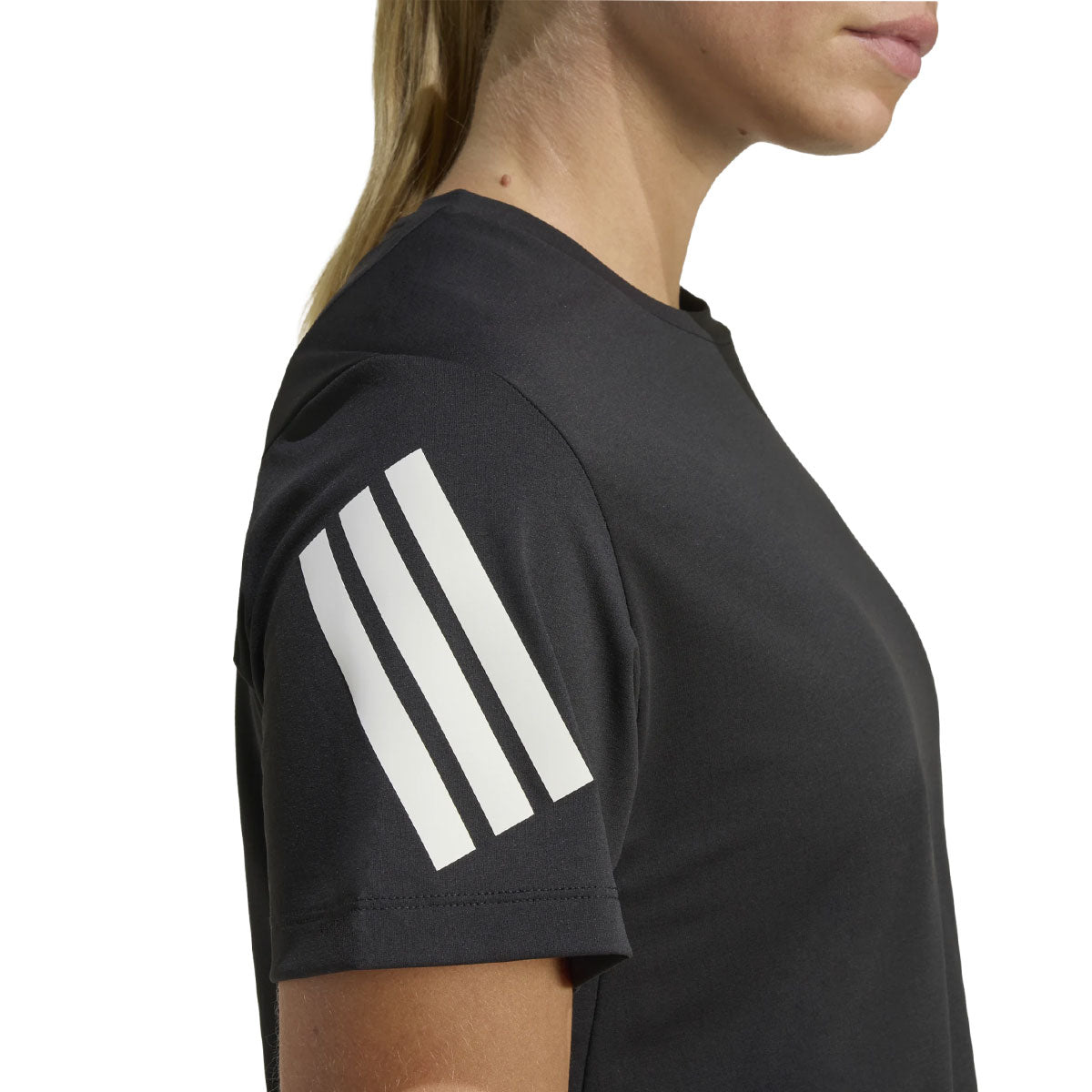 Sort Adidas Adi365 T-shirt Dame med tre hvide striber på ærmet