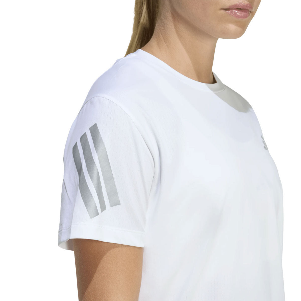 Hvid Adidas Adi365 T-shirt Dame med grå striber på ærmet