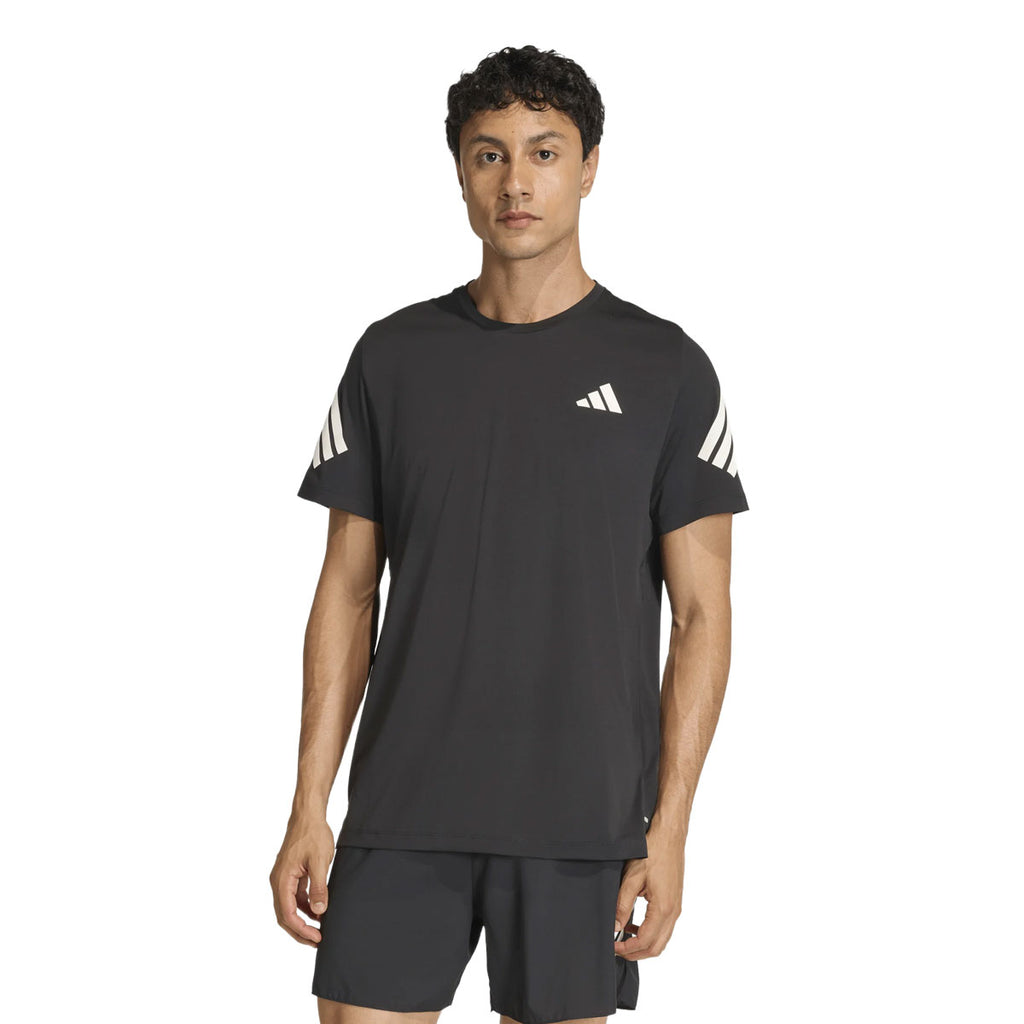 Mørk Adidas Adi365 T-shirt til mænd med striber på ærmerne