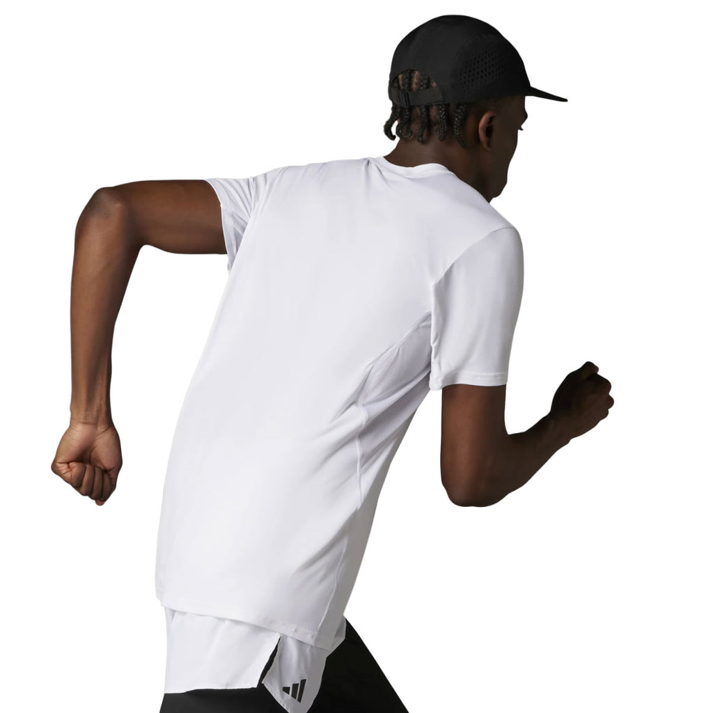 Hvid Adidas Adizero E Tee til mænd, ideel til løb