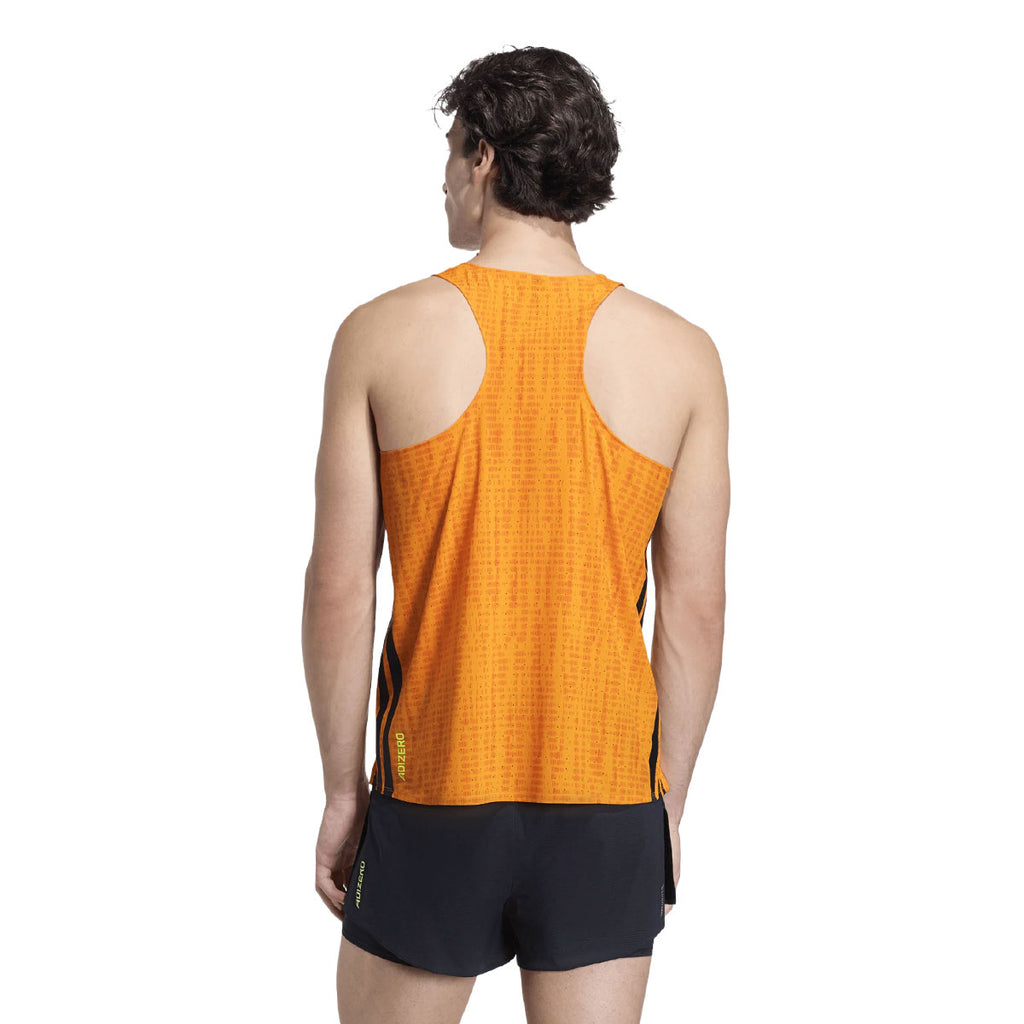 Adidas Adizero singlet til mænd i orange med rygudskæring