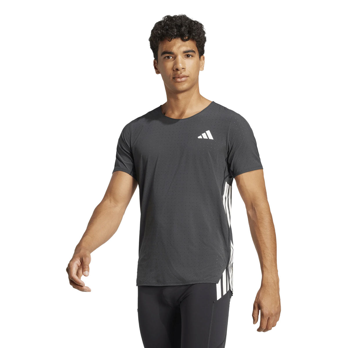 Adidas ADIZERO T-shirt til mænd i grå med striber