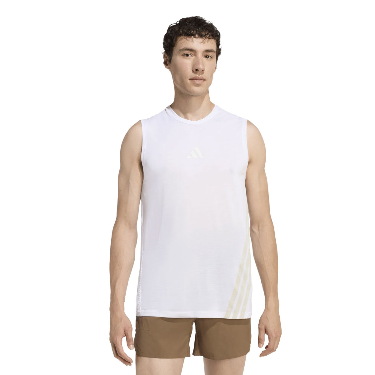 Hvid Adidas XPR Tank Herre singlet med logo og striber