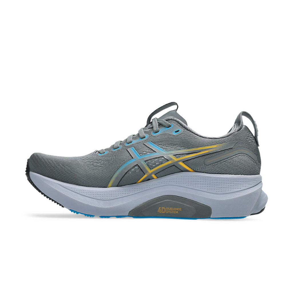 Asics Gel-Kayano 32 herre løbesko i grå med blå og gul detaljer