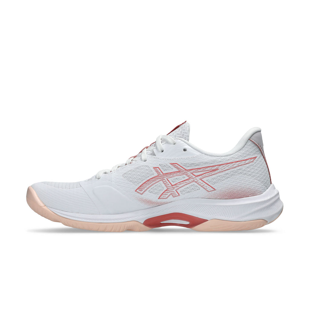 Asics Netburner Ballistic FF 4 dame indendørssko i hvid og rosa