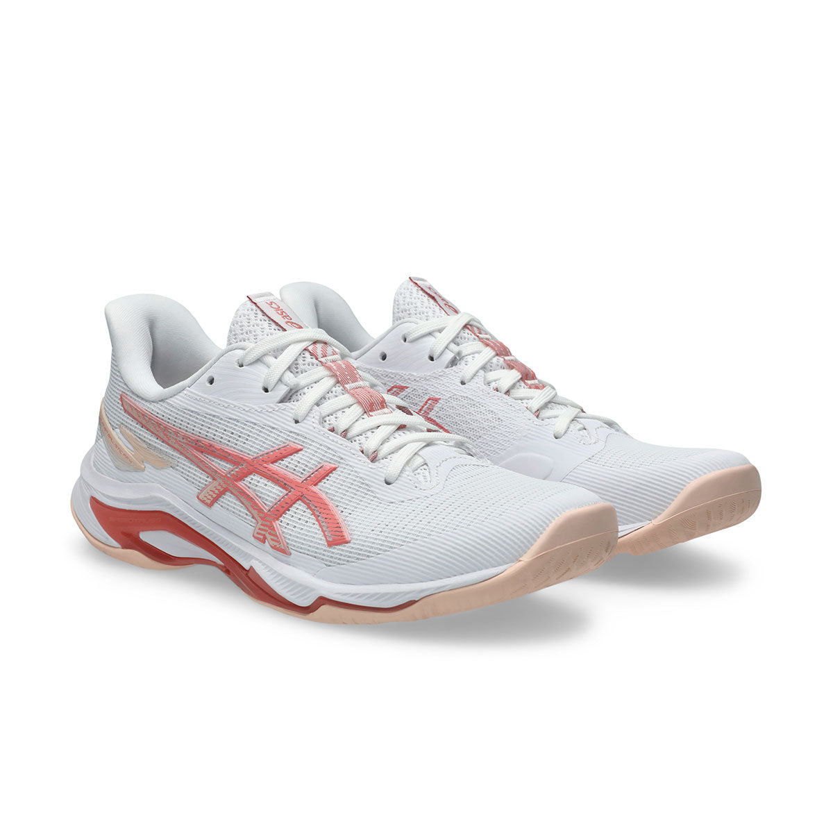 Asics Netburner Ballistic FF 4 dame indendørssko i hvid og rosa