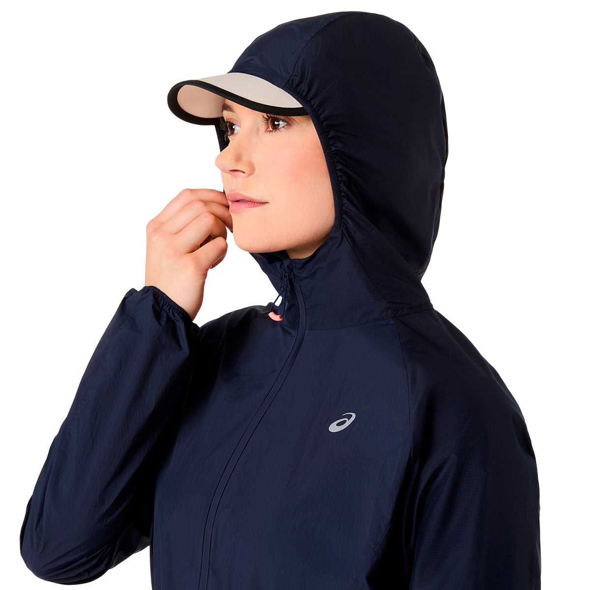 Asics Road Packable Jacket til damer med hætte og lynlås