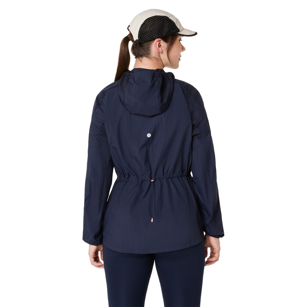 Asics Road Packable Jacket til kvinder, navy farve, let og åndbar jakke