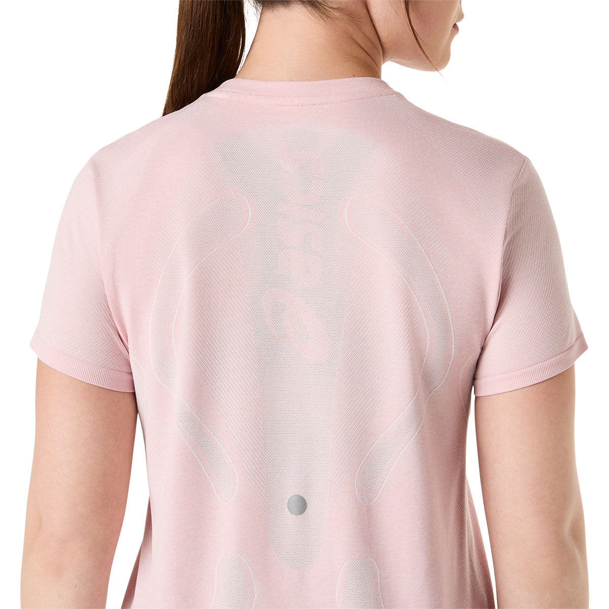 Lyserød Asics Road Seamless SS T-shirt til damer med detaljer på ryggen