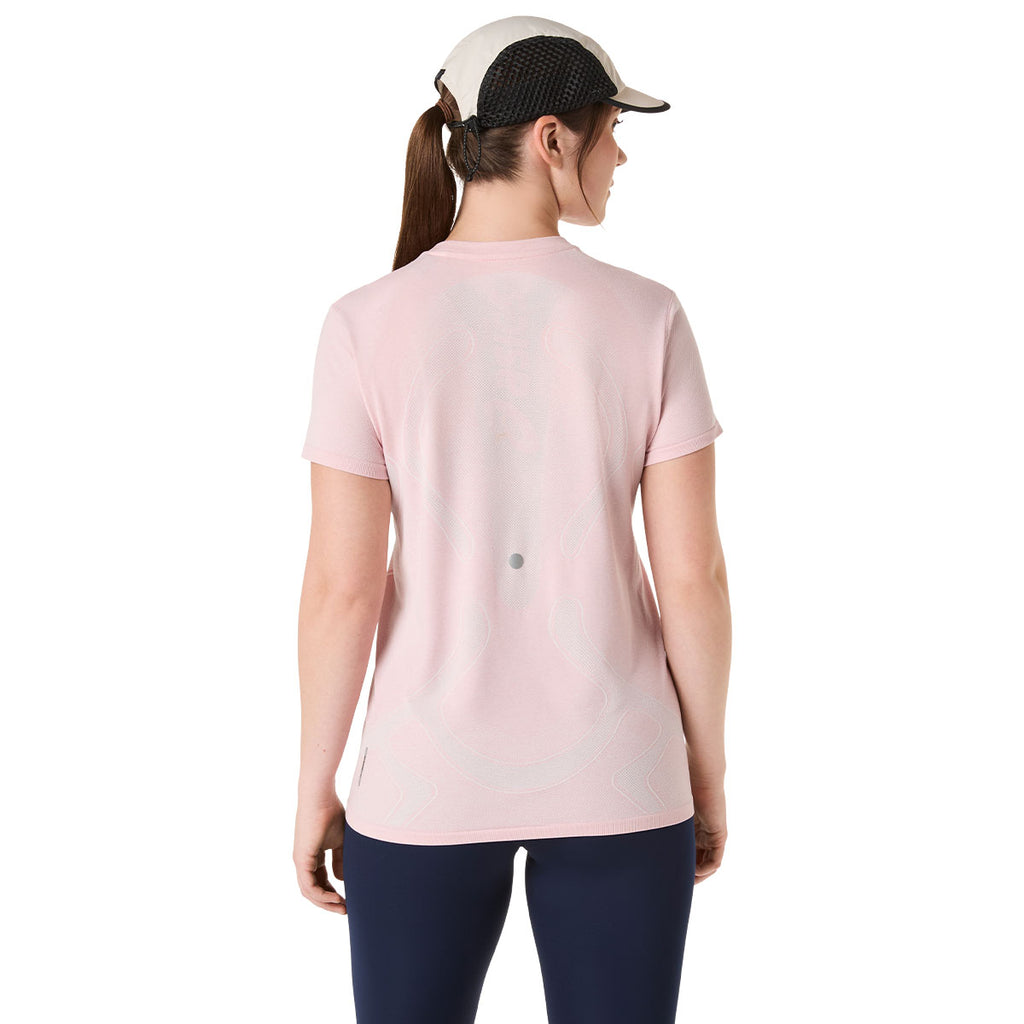 Lyserød Asics Road Seamless SS T-shirt til damer, kortærmet design