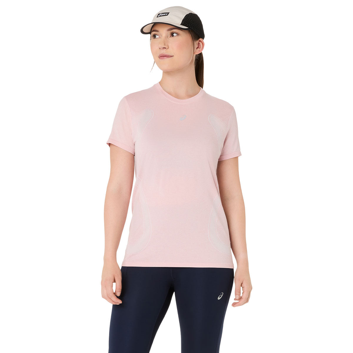 Lyserød Asics Road Seamless SS T-shirt til damer