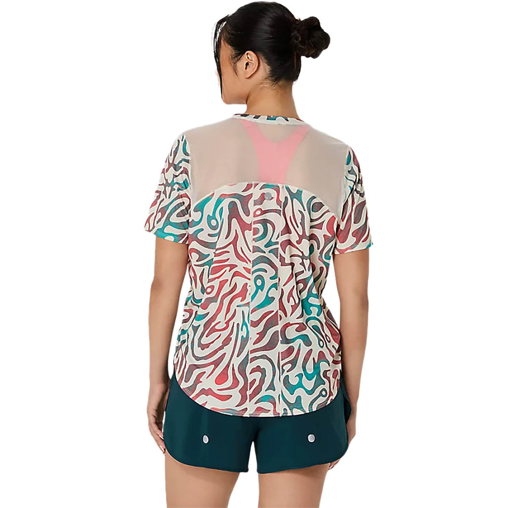 Asics Road All Over  Print SS Top Dame