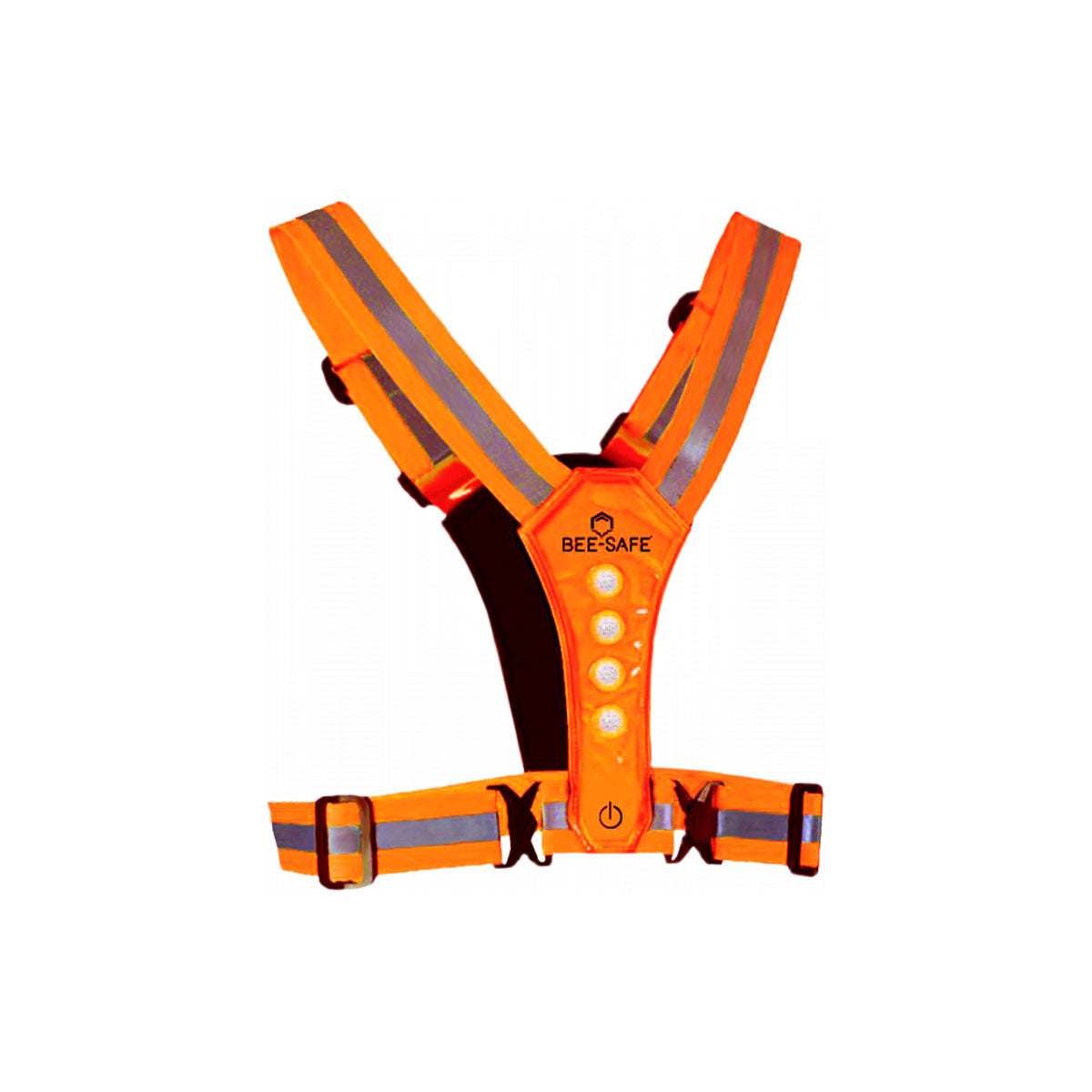 BEE SEEN LED-harness i orange med reflekterende striber