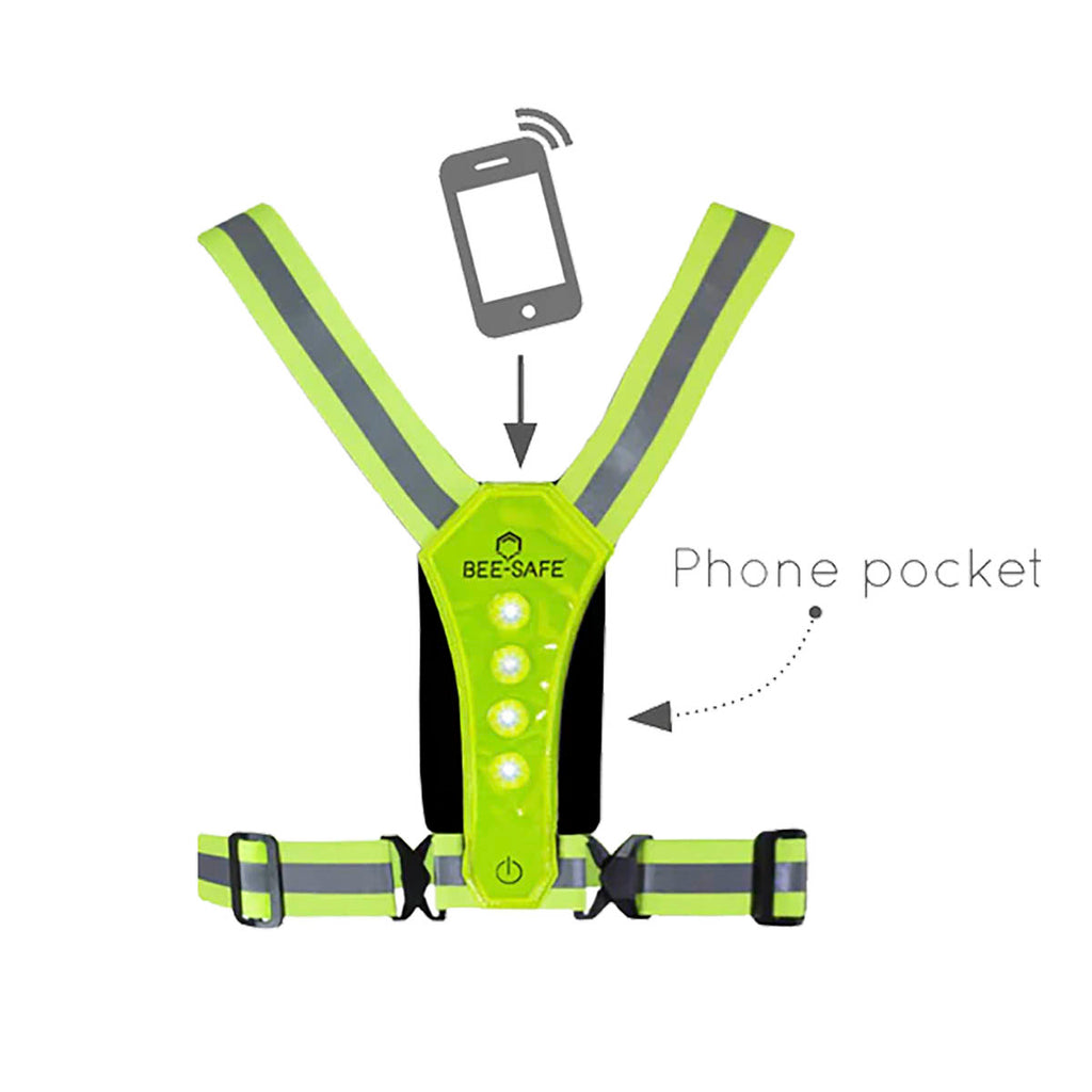 BEE SAFE Led Harness USB Phone Pocket Lime