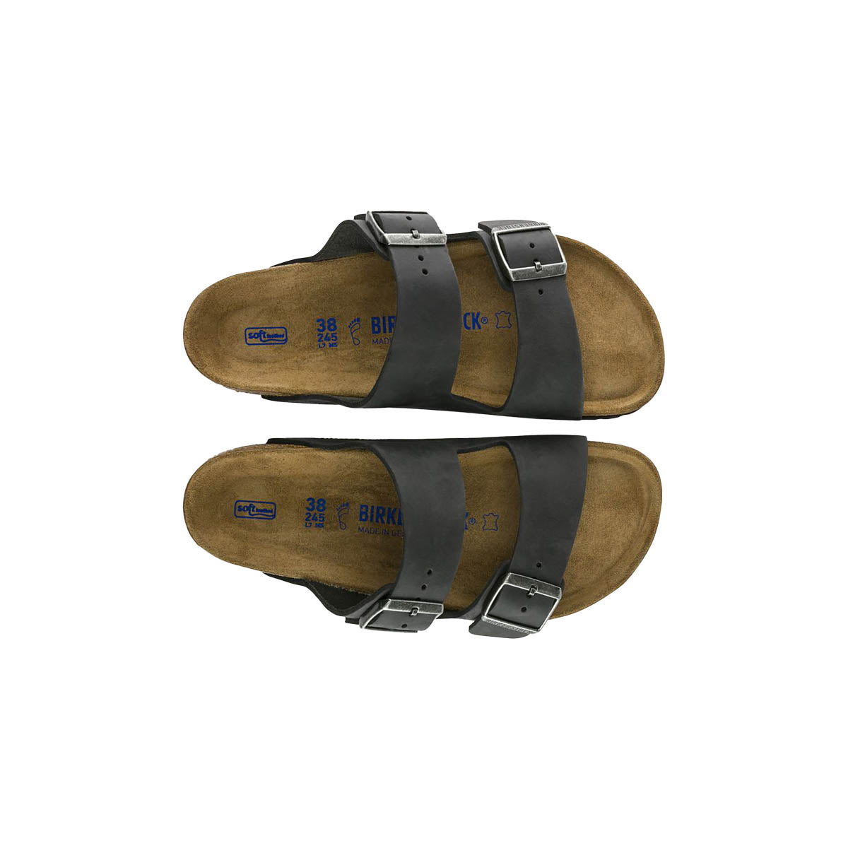 Birkenstock Arizona sandaler med sort blød fodseng og remme