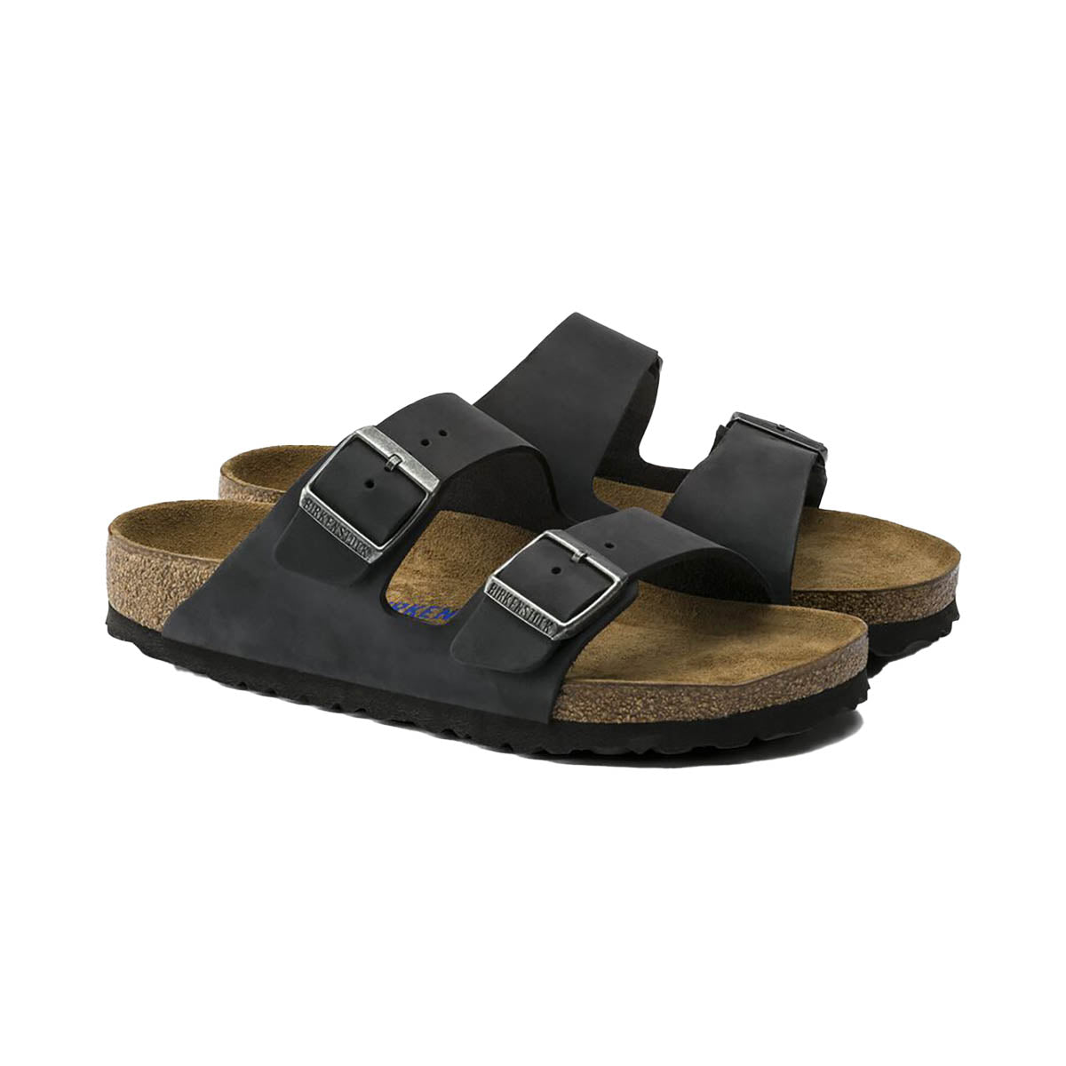 Birkenstock Arizona sandaler med sort dobbel rem og blød fodseng