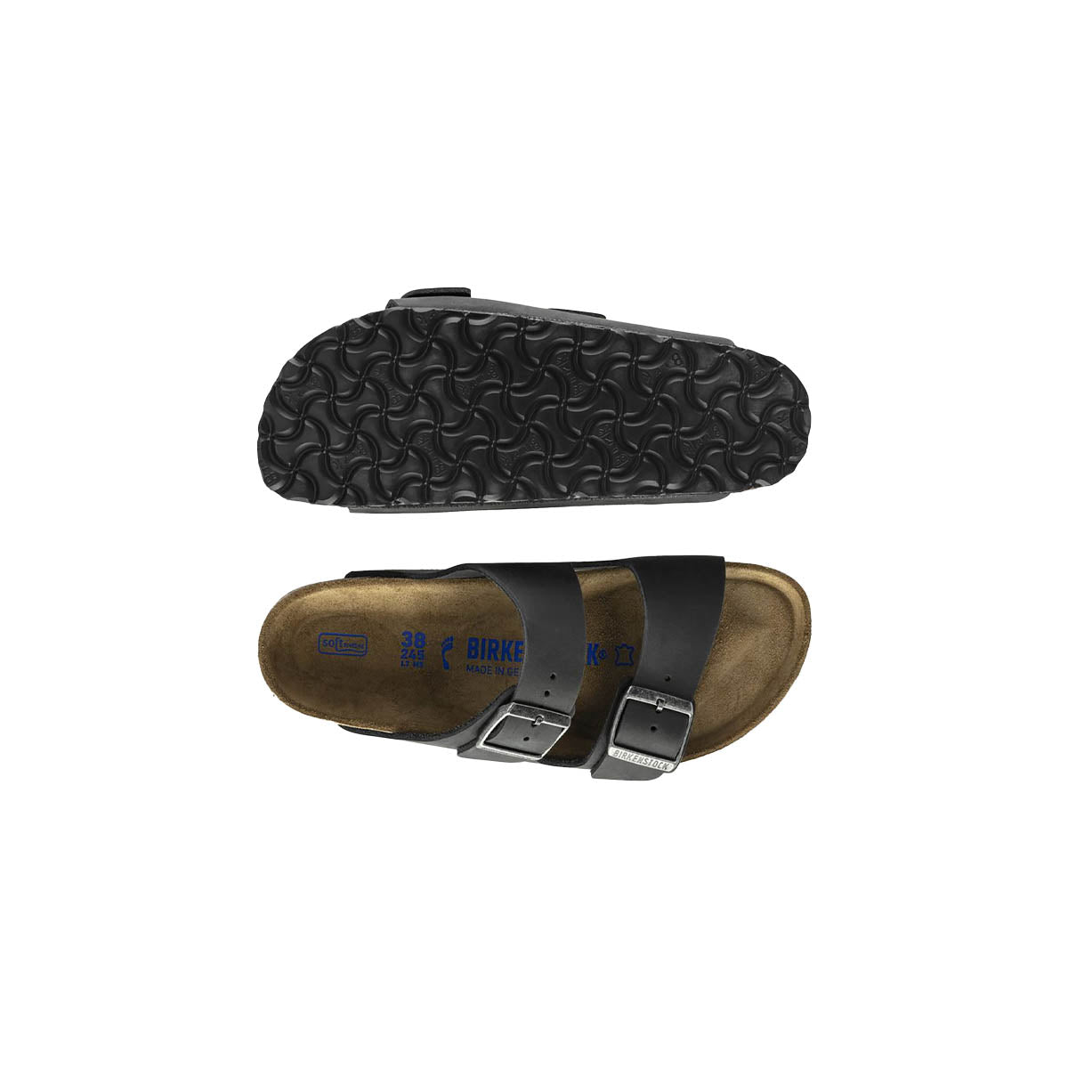 Birkenstock Arizona sandaler i sort med blød fodseng og justerbare remme