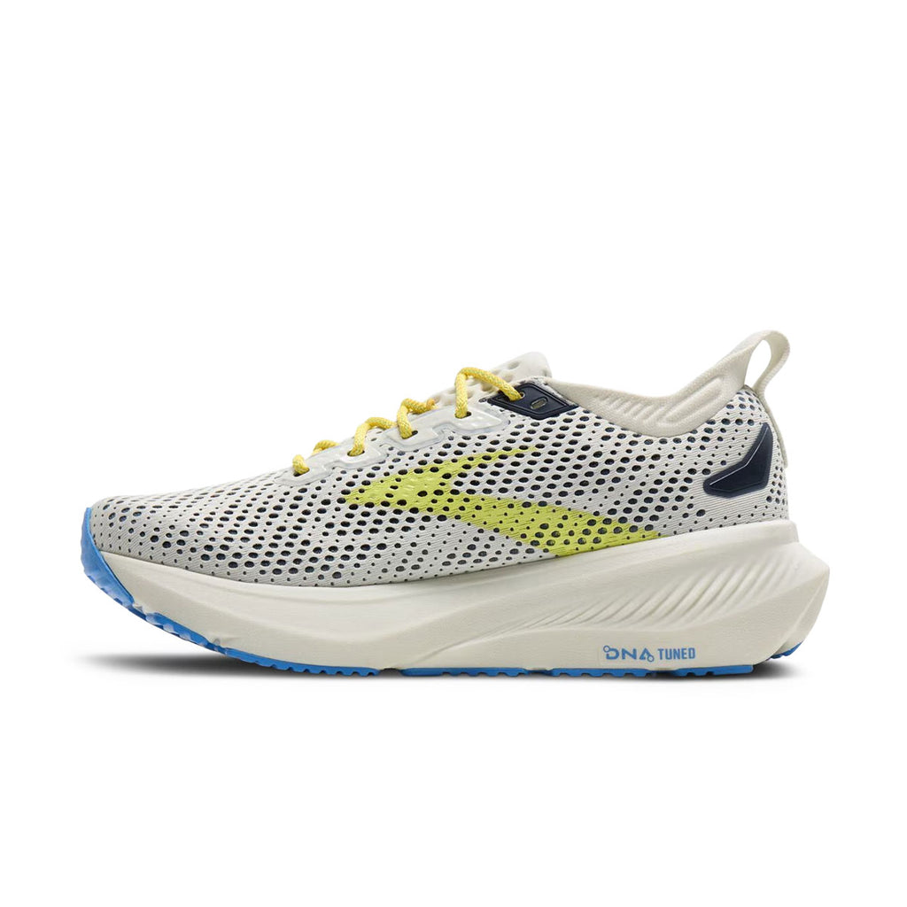 Brooks Glycerin 23 Herre løbesko i hvid og blå med gule detaljer