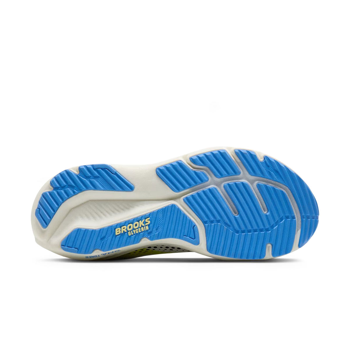 Brooks Glycerin 23 herre løbesko sål med blåt mønster