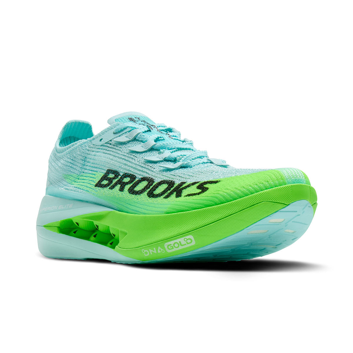 Brooks Hyperion Elite 5 løbesko i lyseblå og grøn farve